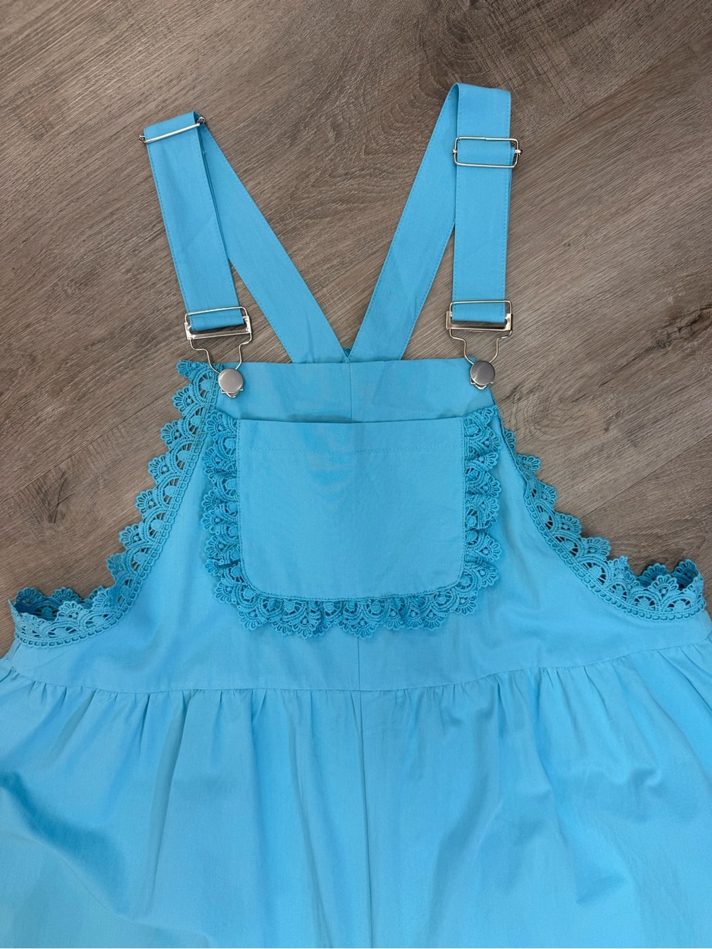 BiBi Turquoise Wide-Leg Cotton Overalls for Women - Picture 7 of 7